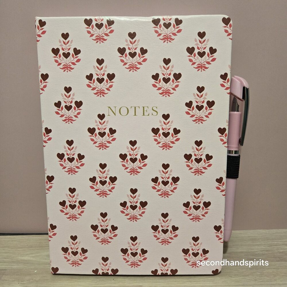 Hearts NOTES Notebook Journal Hardcover Heatherlee Chan Pink Pen Stickers Gift